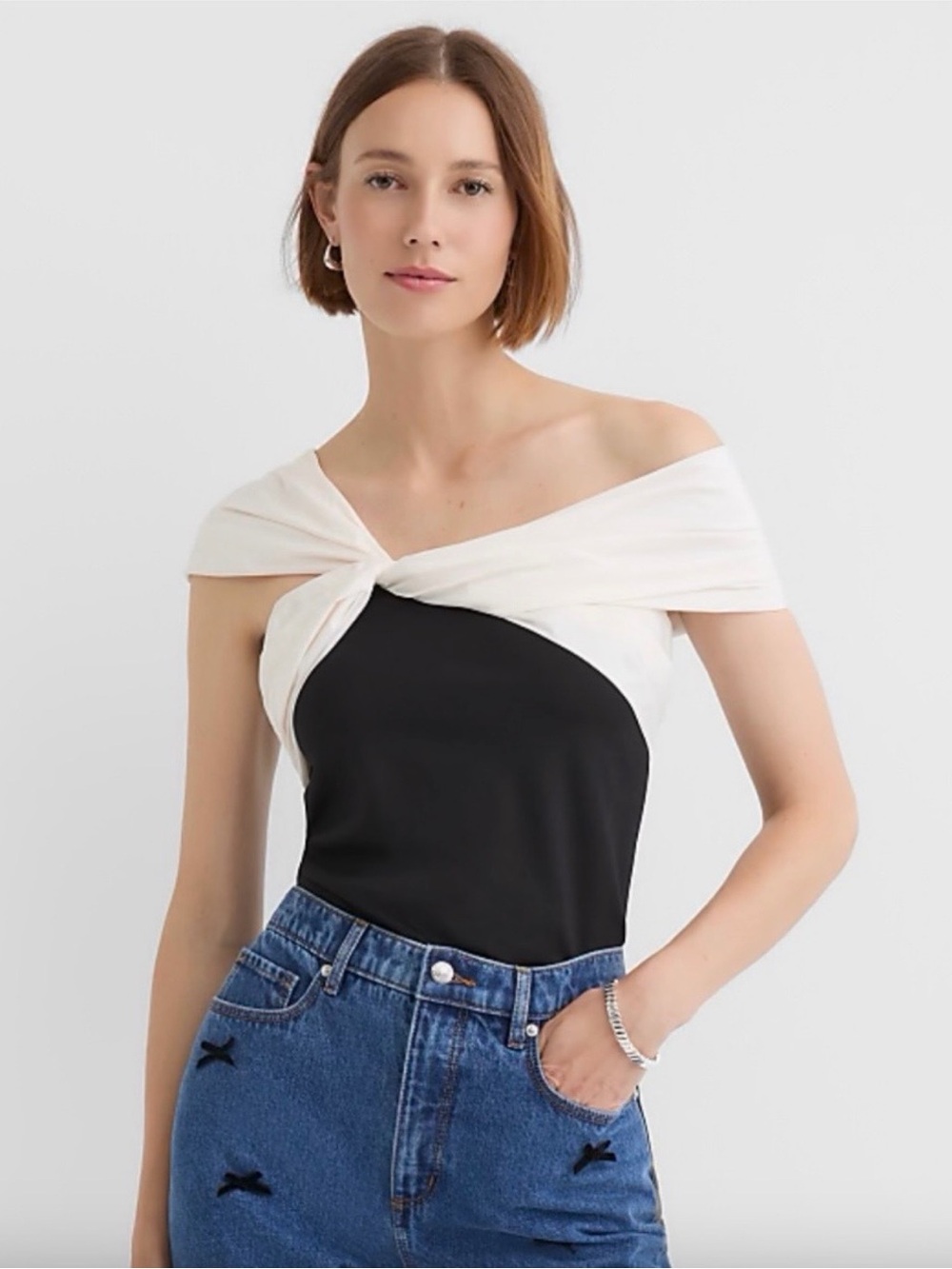 LOFT Taffeta Ponte Off Shoulder Top